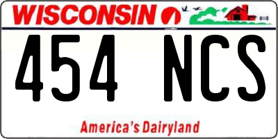 WI license plate 454NCS