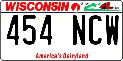 WI license plate 454NCW