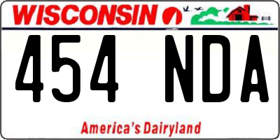 WI license plate 454NDA