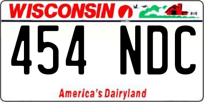 WI license plate 454NDC