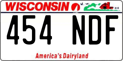 WI license plate 454NDF