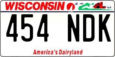 WI license plate 454NDK