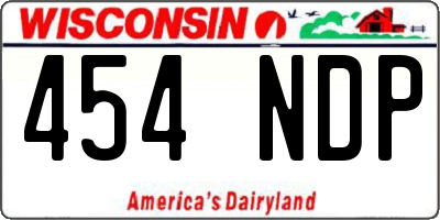 WI license plate 454NDP