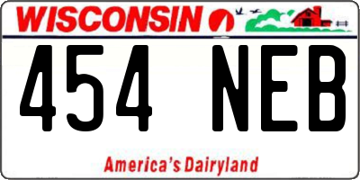WI license plate 454NEB