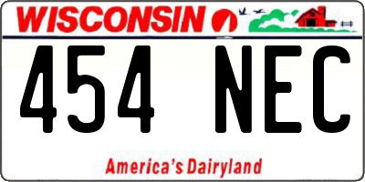 WI license plate 454NEC