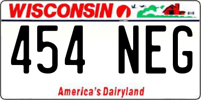 WI license plate 454NEG