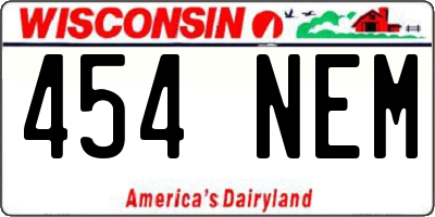 WI license plate 454NEM