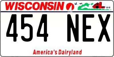WI license plate 454NEX