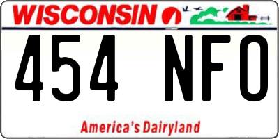WI license plate 454NFO