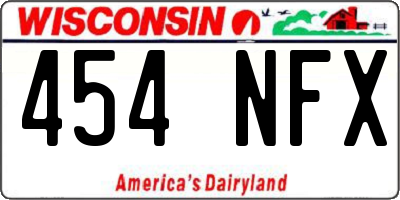 WI license plate 454NFX