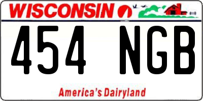WI license plate 454NGB