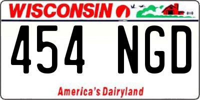 WI license plate 454NGD