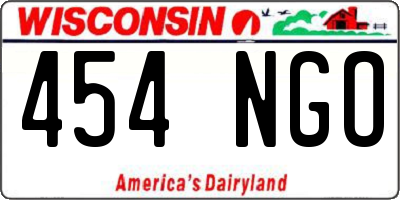 WI license plate 454NGO