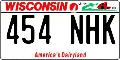 WI license plate 454NHK