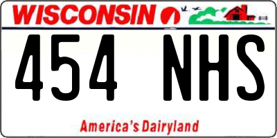 WI license plate 454NHS