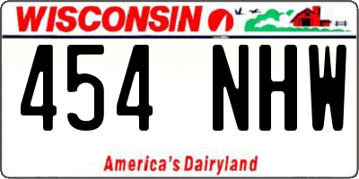WI license plate 454NHW