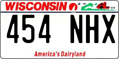 WI license plate 454NHX