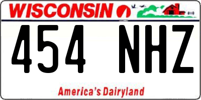 WI license plate 454NHZ