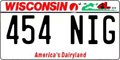 WI license plate 454NIG