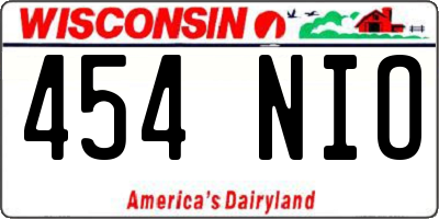 WI license plate 454NIO