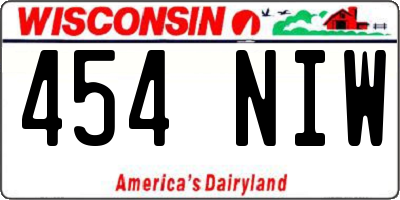 WI license plate 454NIW