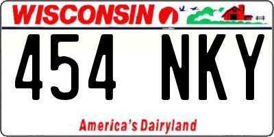 WI license plate 454NKY
