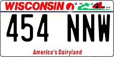 WI license plate 454NNW