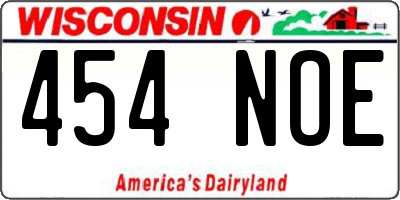 WI license plate 454NOE