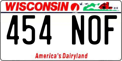 WI license plate 454NOF