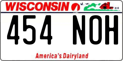 WI license plate 454NOH