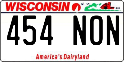 WI license plate 454NON