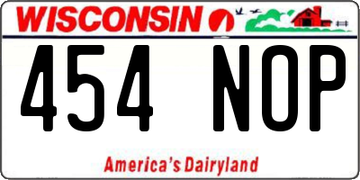 WI license plate 454NOP