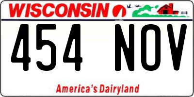 WI license plate 454NOV
