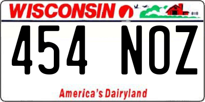 WI license plate 454NOZ