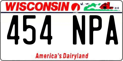 WI license plate 454NPA