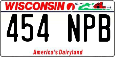 WI license plate 454NPB