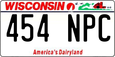 WI license plate 454NPC