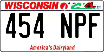 WI license plate 454NPF