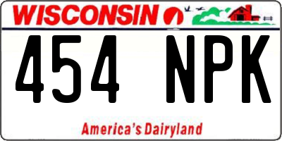 WI license plate 454NPK