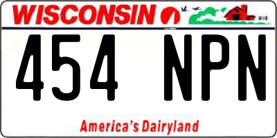 WI license plate 454NPN