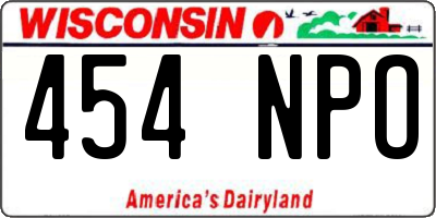 WI license plate 454NPO