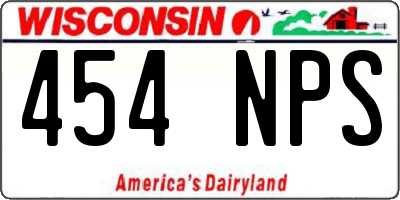 WI license plate 454NPS