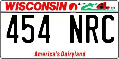 WI license plate 454NRC