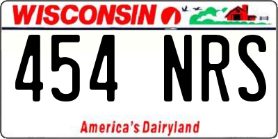 WI license plate 454NRS