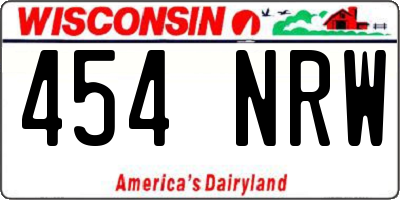 WI license plate 454NRW