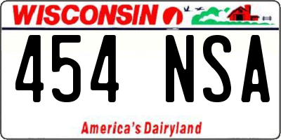 WI license plate 454NSA
