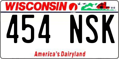 WI license plate 454NSK