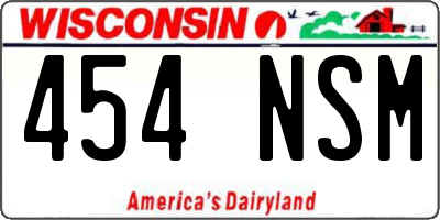 WI license plate 454NSM