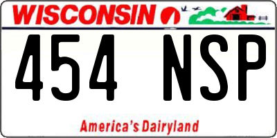 WI license plate 454NSP