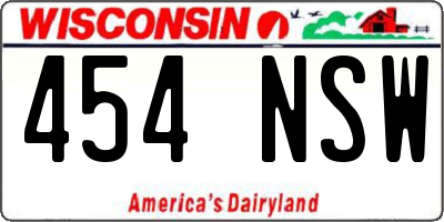 WI license plate 454NSW